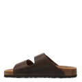 Sandalias de Mujer Freeway Cork Casual Hebillas Marrón Habana (Cuero Graso)