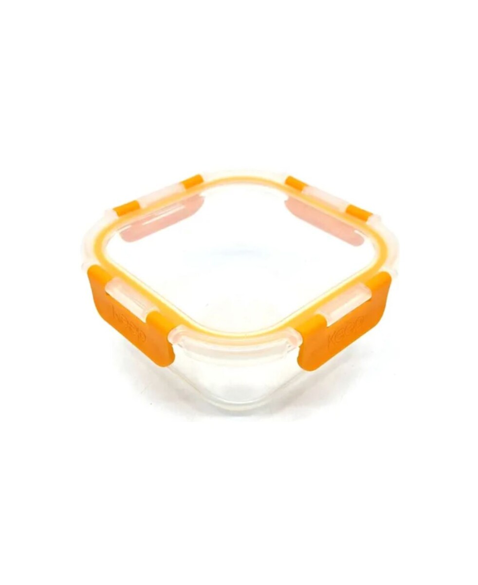 HERMETICO CUADRADO 800ML GLASS KEEP - Naranja 