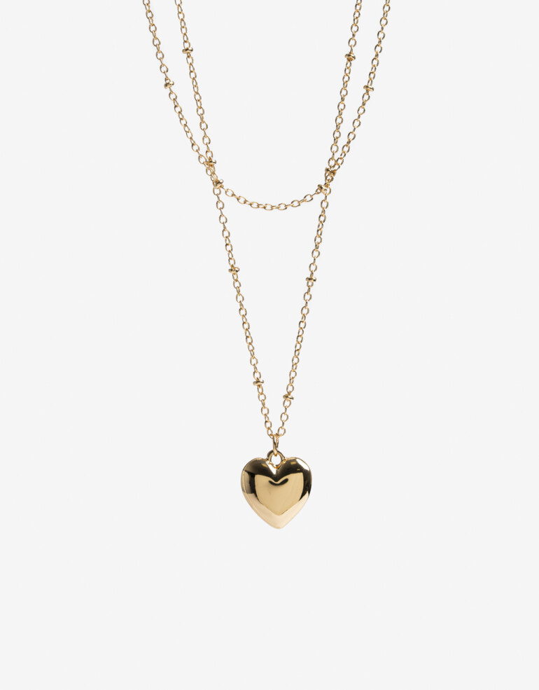 Collares Cortos Con Dijes Collar Corto Layer Corazón - Dorado