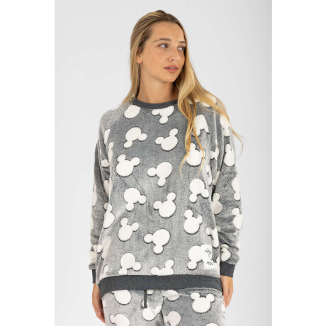 Pijama coral fleece mickey Gris melange