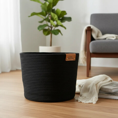 Cesto Canasto de Algodón con Asa Paramount Deco Ø38x30Cm Negro