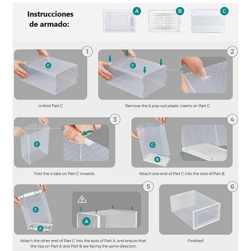 Caja zapatera apilable para ordenar zapatos blanco