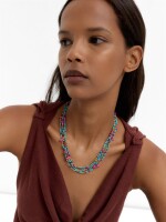 Collar Corto Con Varias Filas De Cuentas multicolor