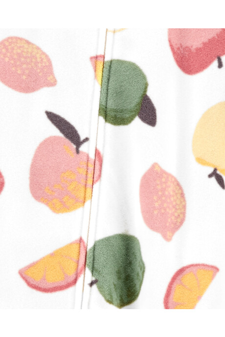 Pijama una pieza de micropolar, con pie, diseño frutas. Talles 2-5T Sin color