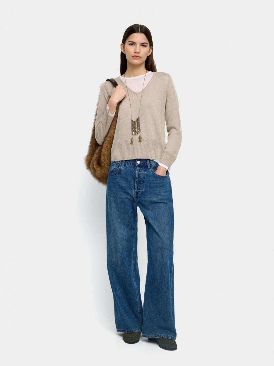 Jersey De Punto Semitransparente - beige 