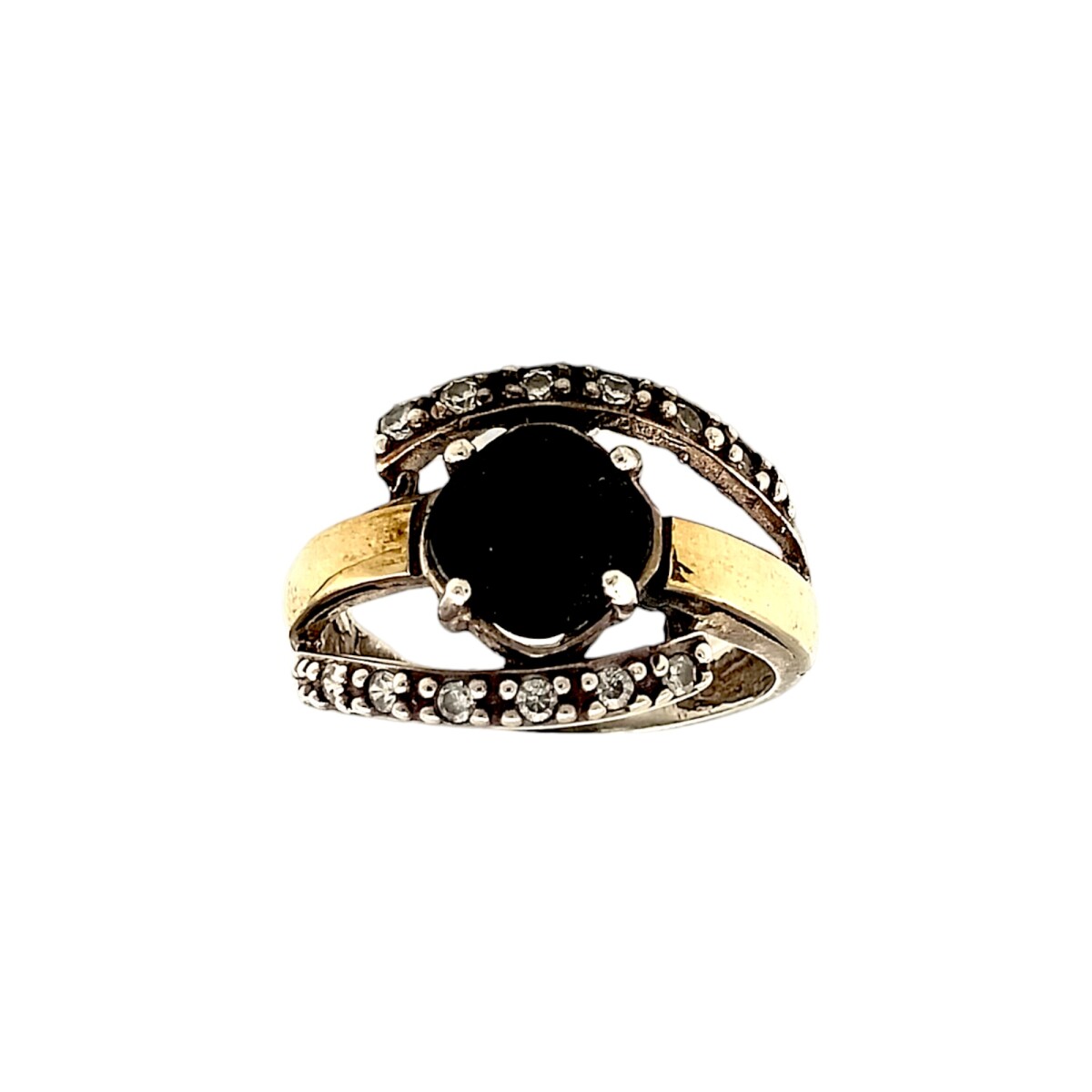 Anillo Varios-Plata y Oro-Piedra Onix y Zirconia-AN5198 - conpiedra 