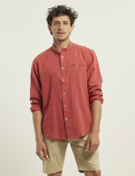 Camisa Harrington Label Lino Rojo