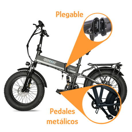 Bicicleta Eléctrica Plegable R20 Gyroor EB021 7Vel 35Km/h Negro