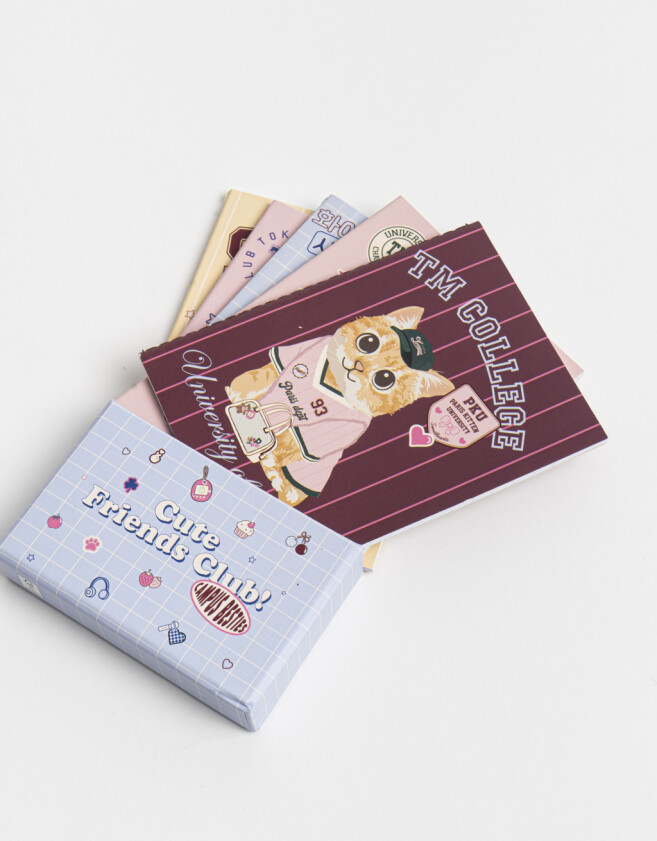 Anotadores Cuadernos y Memos Set De 5 Libretas A6 Cosidas En Cajita - Combinacion Multicolor