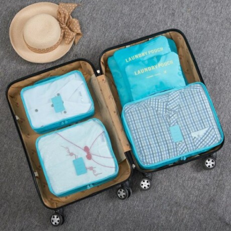 Organizadores para valija set x6 LAUNDRY POUCH Celeste