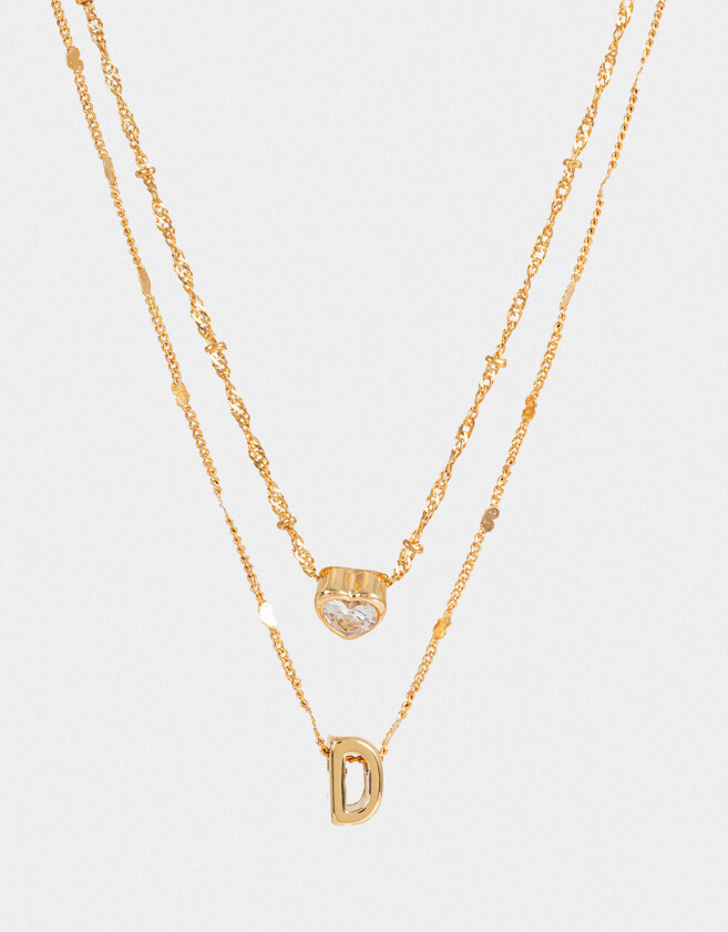 Collares Cortos Con cubic zirconia Collar Corto Cubic Inicial "d" - Dorado