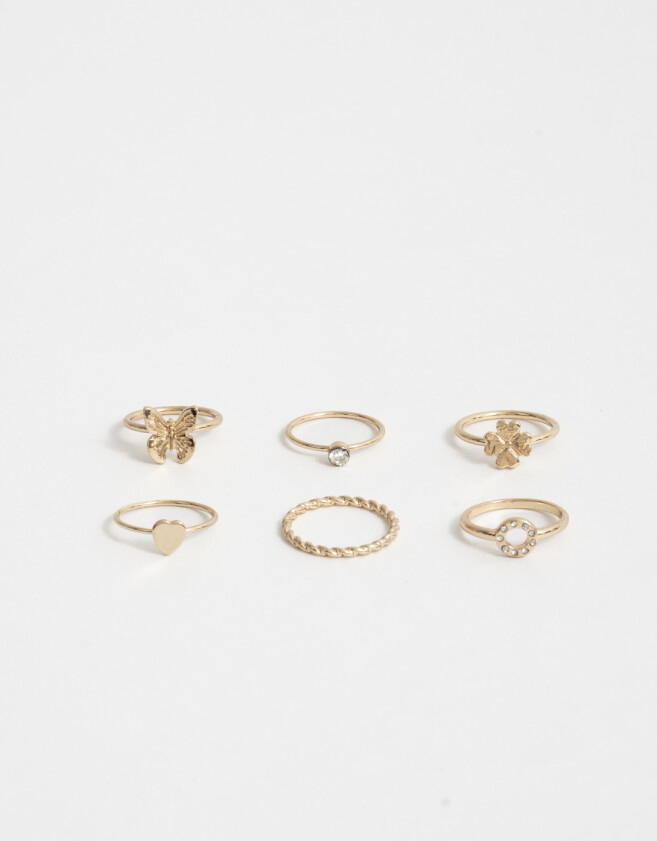 Sets Anillos Strass Crystal Sets De Anillos Son Strass Crystal - Dorado