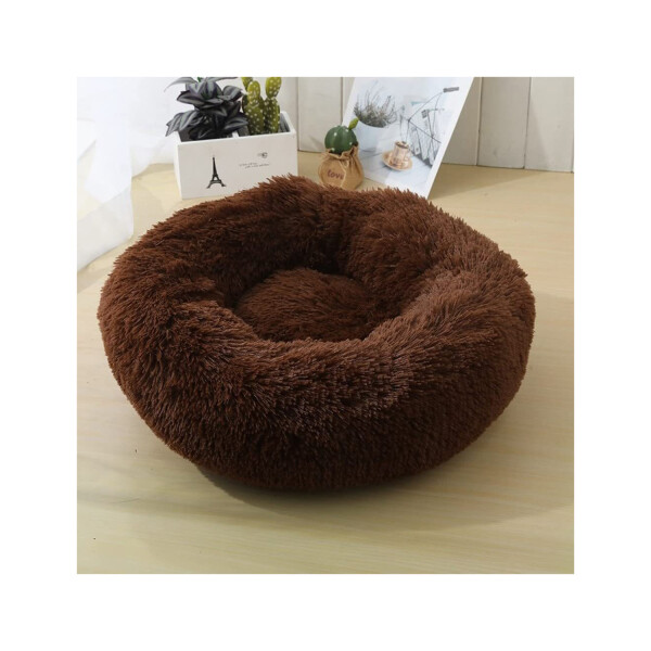 Cama Para Perro Cuna Puff Peluda Cucha 40 Cm Mascota Variante Color Marron Oscuro
