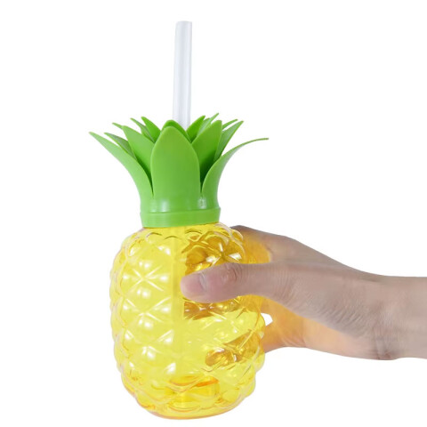 2x1 Vaso con tapa y sorbito forma de piña 500ml 2x1 Vaso Con Tapa Y Sorbito Forma De Piña 500ml