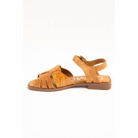Sandalia Texturada Cuero Combinado Caramelo