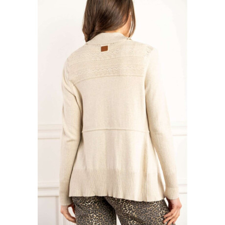 Cardigan C/solapa Algodon Elastano Beige Melange