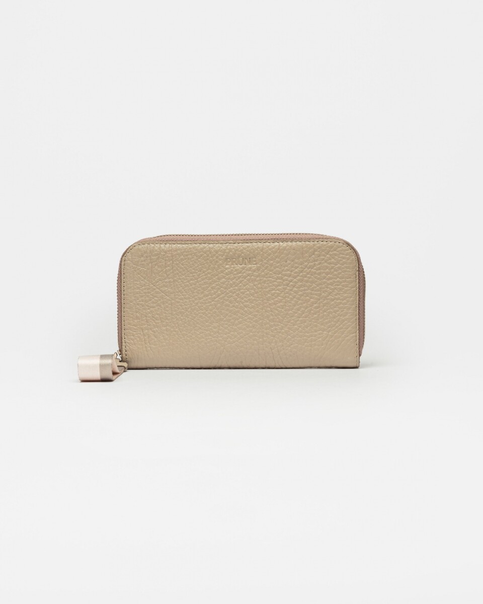 Billetera Paz en cuero graneado - Taupe 
