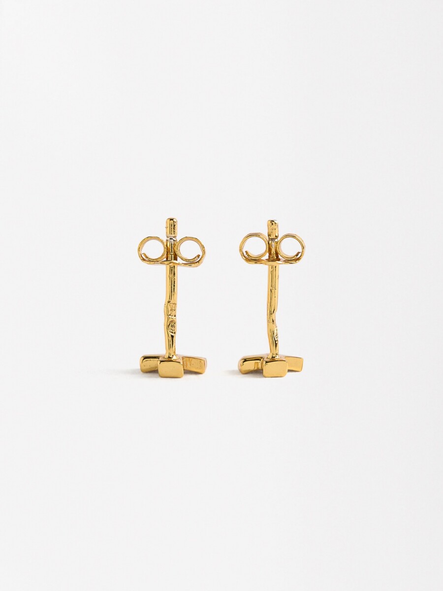Pendientes Cruz Con Circonitas - Plata De Ley 925 dorado