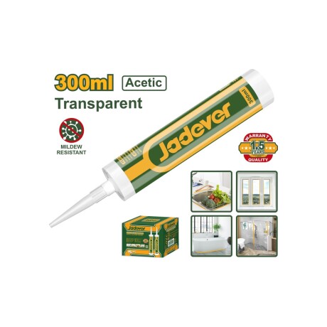 Sellador silicona acetica 300ml transparente anti hongos jadever JDGQ2T42 Sellador silicona acetica 300ml transparente anti hongos jadever JDGQ2T42