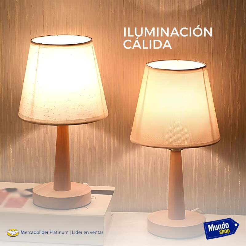 Lampara Portatil De Mesa Velador Nordica Madera Y Lino Cali Blanco
