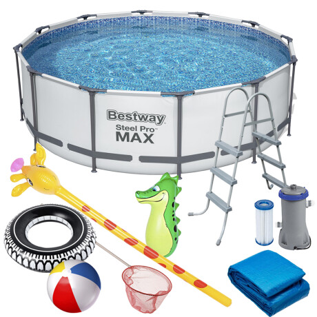 Piscina Bestway Estructural 14970 L + Bomba + Regalos Gris