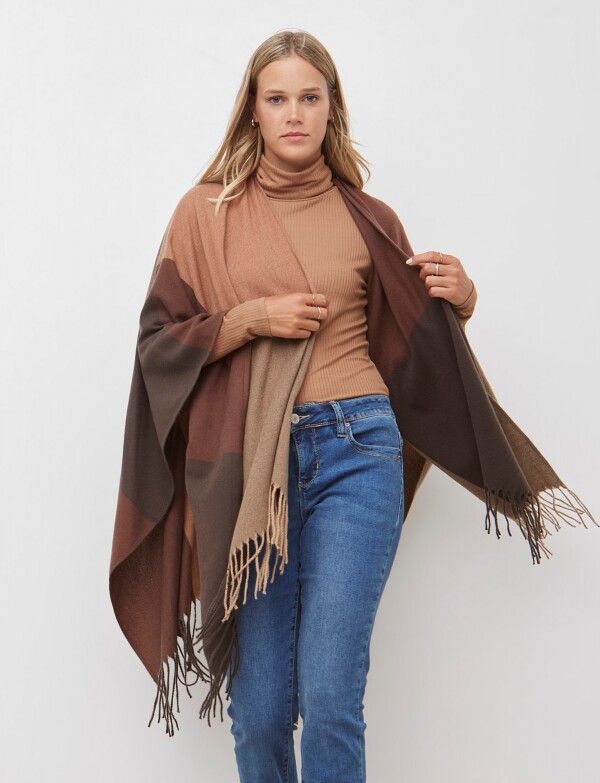 Ruana Colorblock MARRON/MULTI
