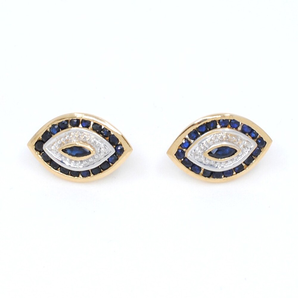 Caravanas en oro 18k , zafiros y brillantes Caravanas en oro 18k , zafiros y brillantes