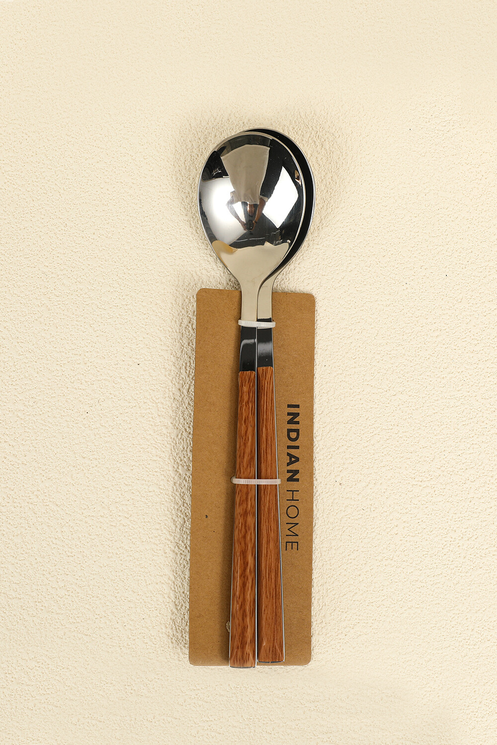 Cuchara Mango Efecto Madera, Set 2pcs Plateado