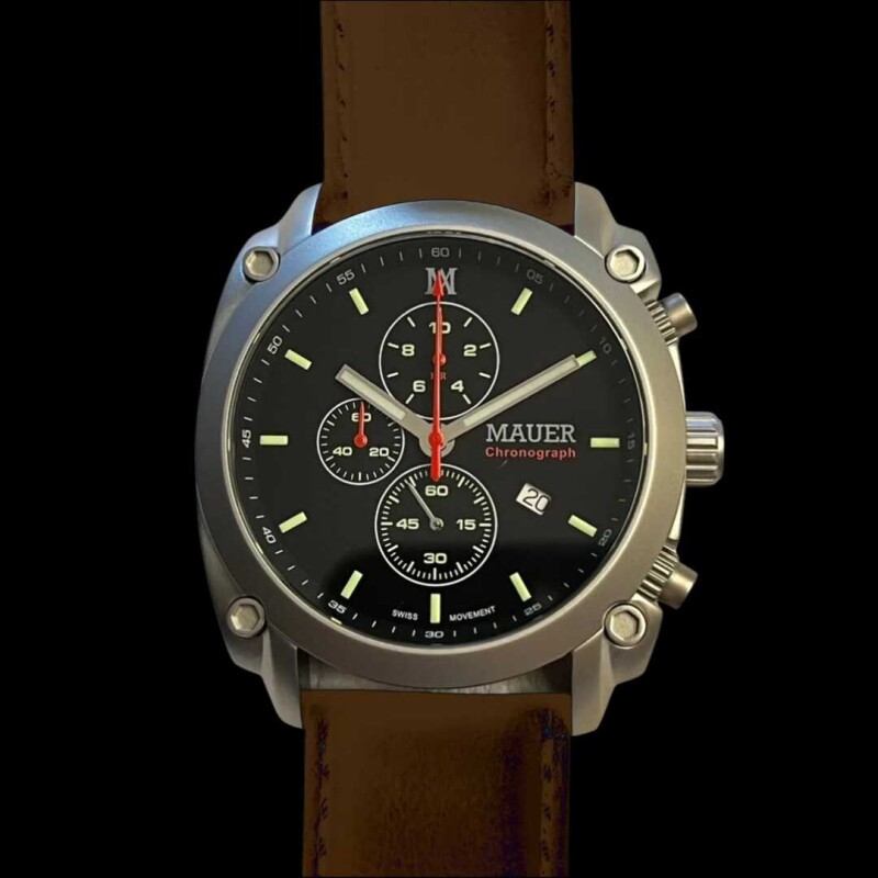 Reloj Mauer Sandblasted Silver 44 mm Leather