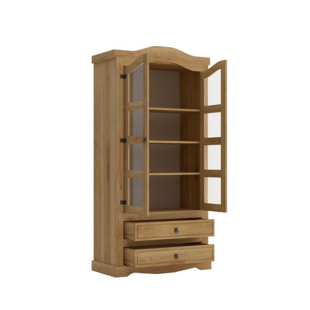 Cristalero 2 Puertas 2 Cajones - Linea Mexicana Natural