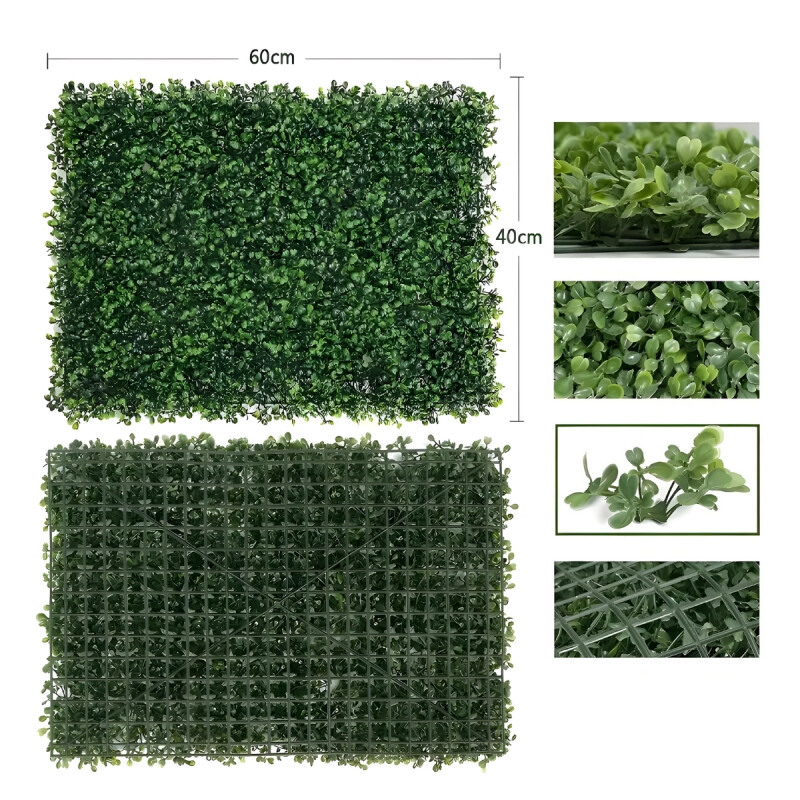Set x6 Panel artificial símil trébol 40x60 cm VERDE