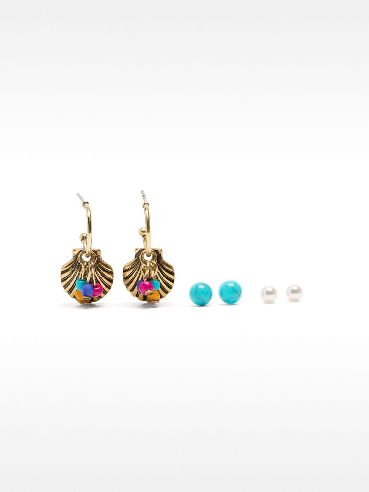 Set De Pendientes Con Piedra multicolor