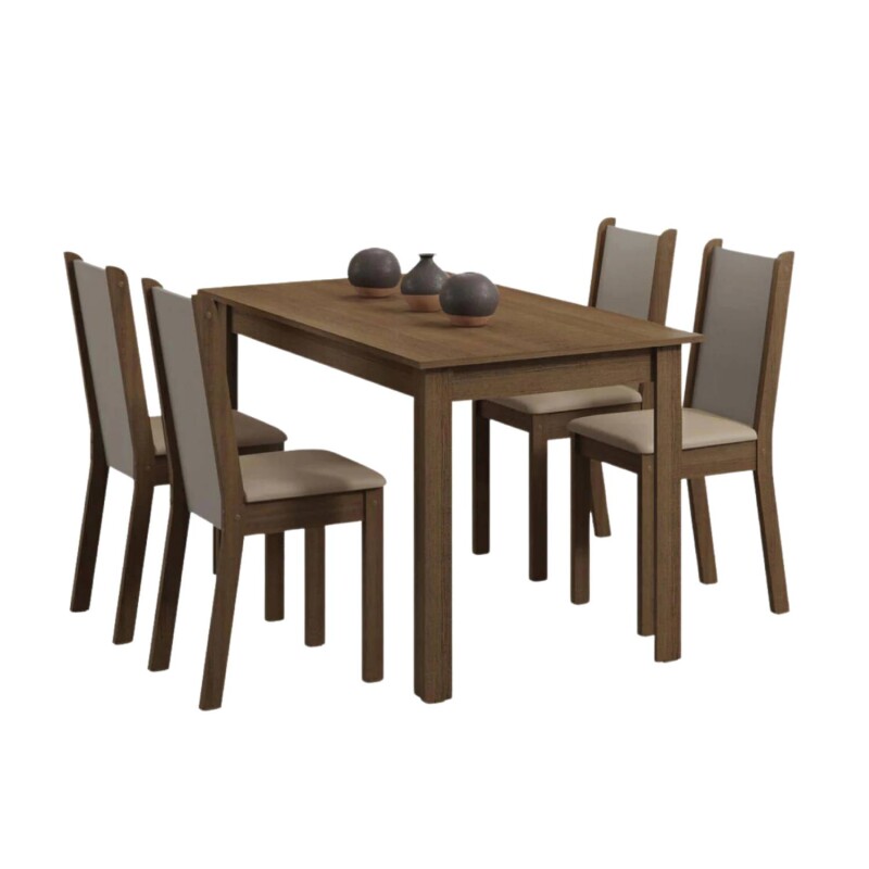 Juego de comedor con mesa de madera y 4 sillas rústicas/sintéticas Juego de comedor con mesa de madera y 4 sillas rústicas/sintéticas