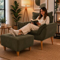 Juego De Living Sillón con puff Marrón