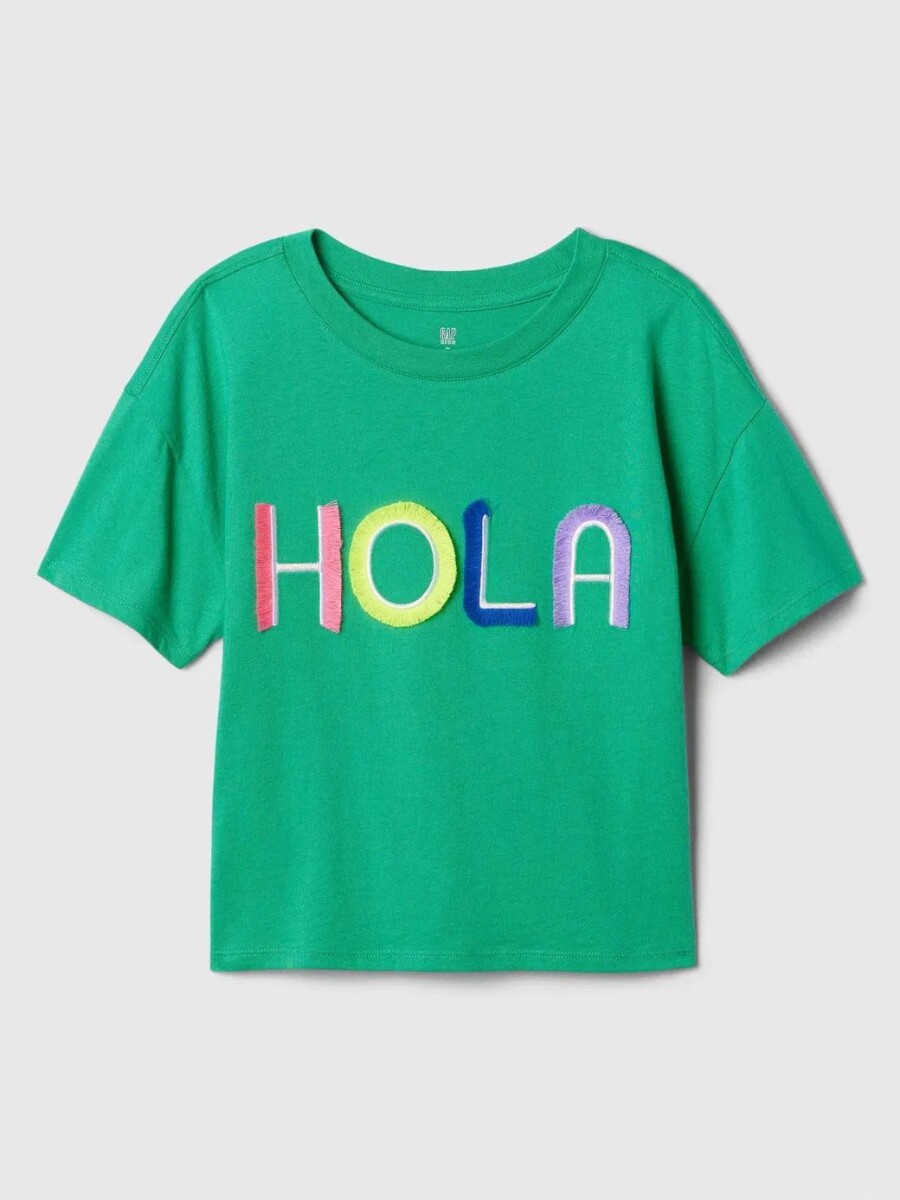 Remera Gráfico Manga Corta Niña - Simply Green 17-5936 