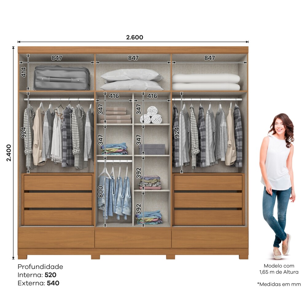 ROPERO IMPERIAL 6 PUERTAS 9 CAJONES GUARDARROPA CLOSET ARMARIO 100% MDF COLOR MADERA