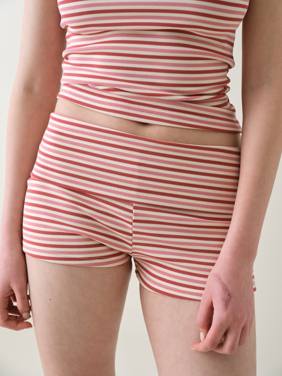 Short Algodón Rayado - Rosado 