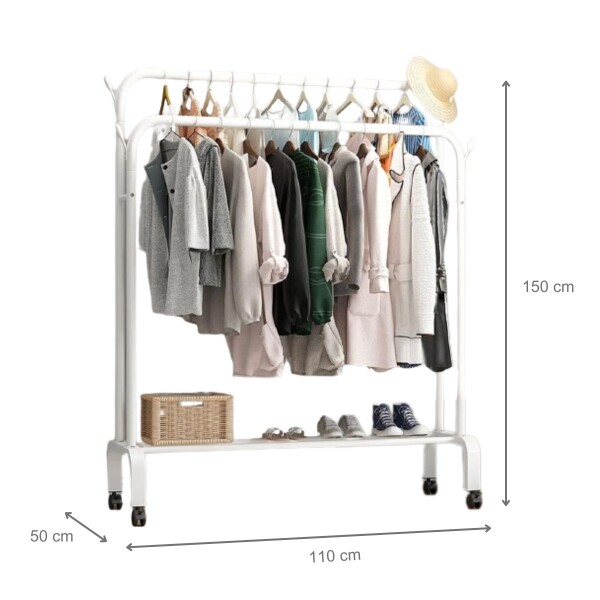 Perchero Doble Ropa Barra Acero Percha Metal Ganchos Ropero Placard Con Ruedas Imback Color Blanco Perchero Doble Ropa Barra Acero Percha Metal Ganchos Ropero Placard Con Ruedas Imback Color Blanco