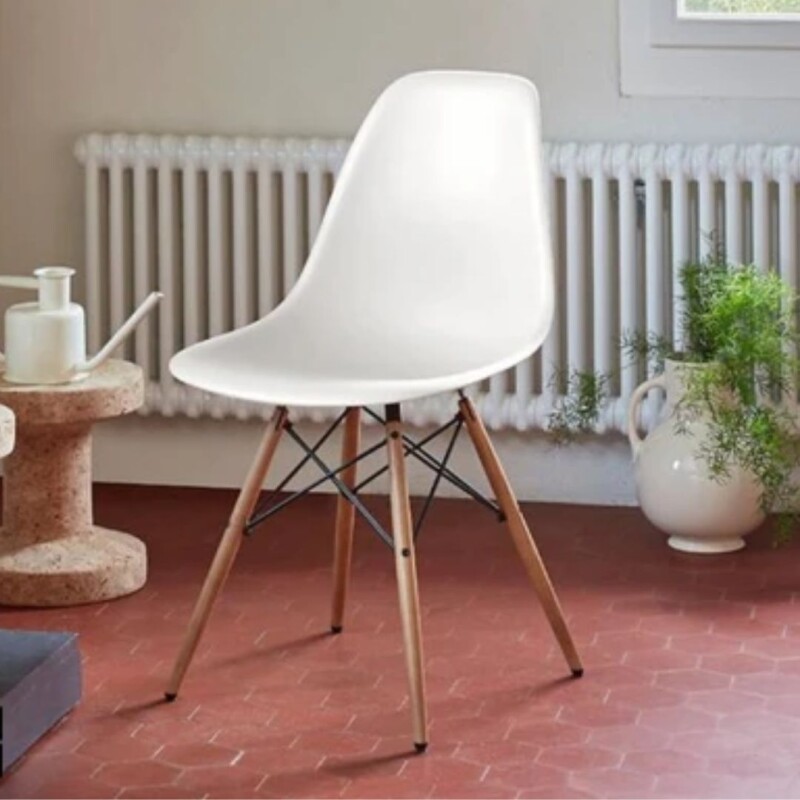 Silla Blanca Eames DKR Base de Madera Silla Blanca Eames DKR Base de Madera