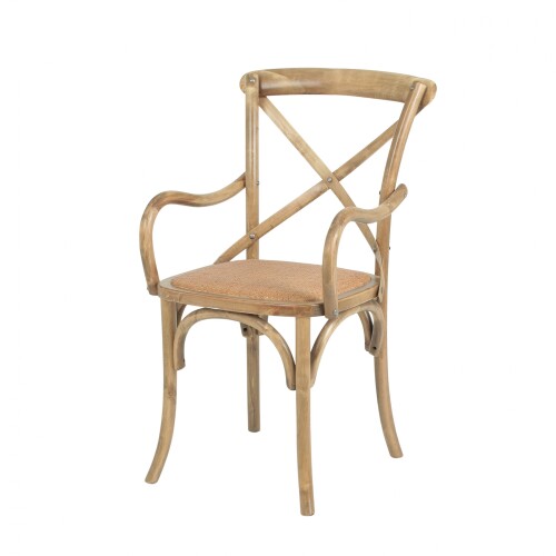 Silla de Abedul cruceta con apoyabrazos Marrón Claro