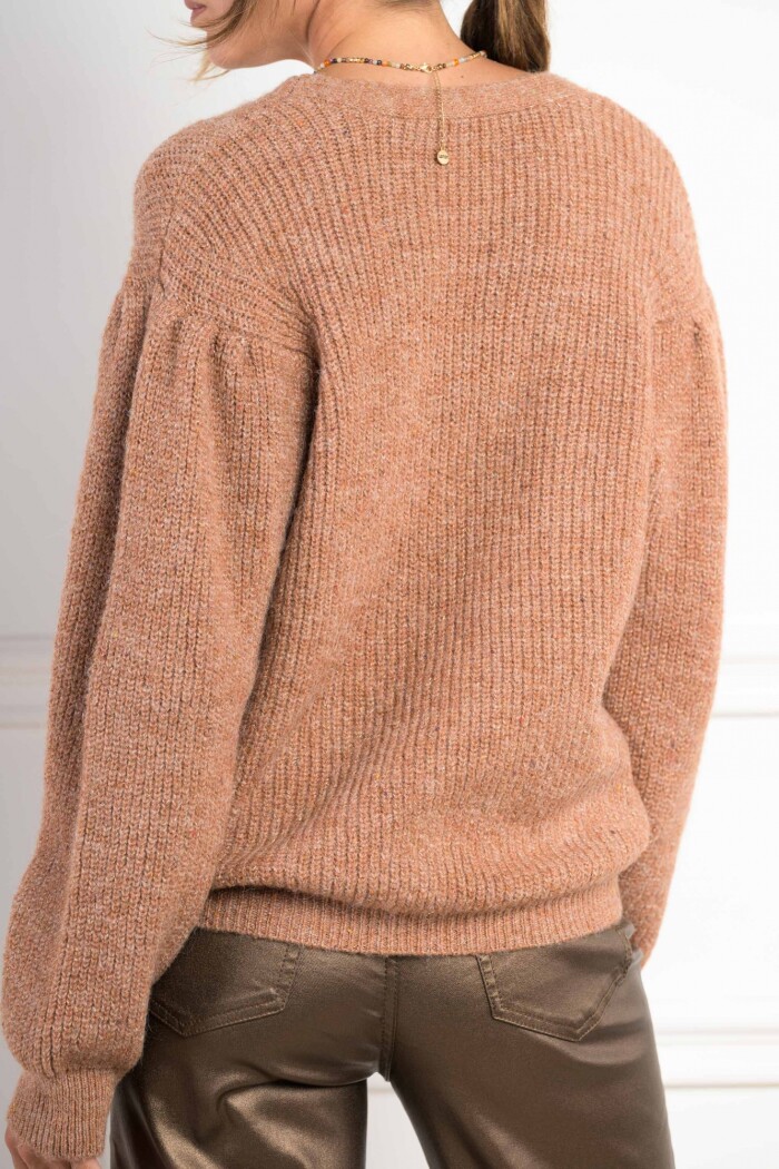 Cardigan Lurex Bouttonne Ocre