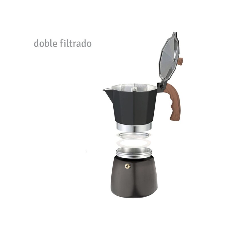 Cafetera italiana de aluminio Negra 9 tazas Cafetera italiana de aluminio Negra 9 tazas