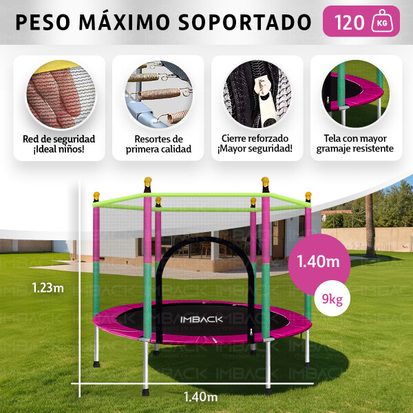 Cama Elástica de 1,40 M Trampolín Saltarín Multicolor Rosa ce001 Cama Elástica de 1,40 M Trampolín Saltarín Multicolor Rosa ce001