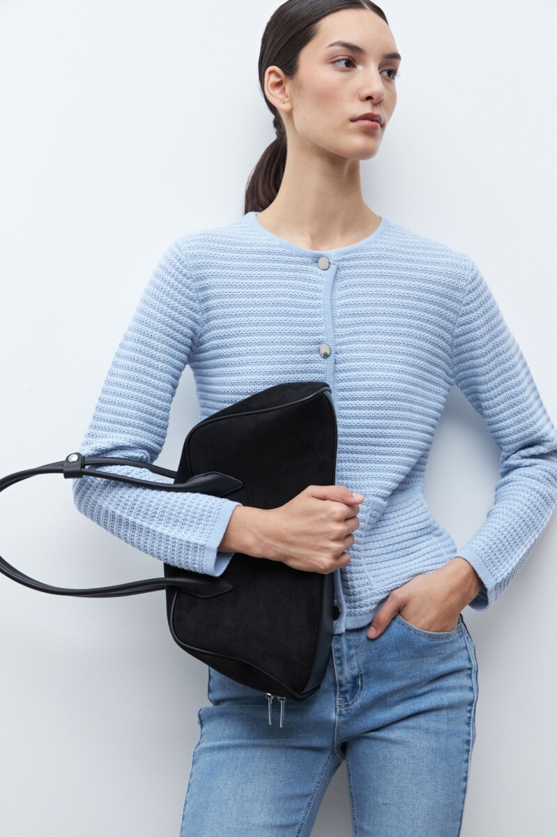 Chaqueta tejida botones metálicos - celeste 