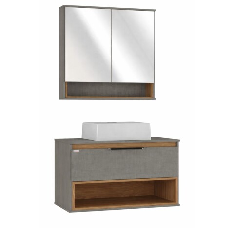 Mueble de baño Isadora 78cm Grigio Catedral botiquín Mariana Grigio con Catedral 65cm Mueble De Baño Isadora 78cm Grigio Catedral Botiquín Mariana Grigio Con Catedral 65cm
