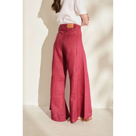 Pantalon Wide Xl Linen Ss26 Bordo
