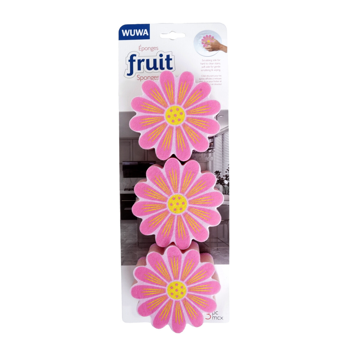 ESPONJA COCINA X3PCS MARGARITA ROSA 