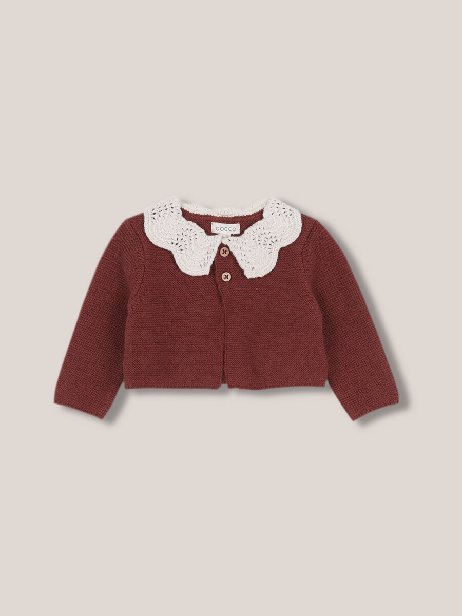 Chaqueta Con Cuello A Contraste Rojo Oscuro