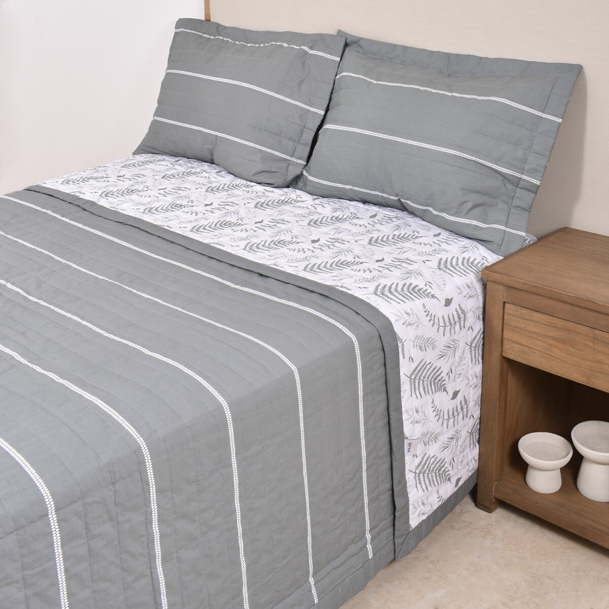 Cubrecama Ava 200 Hilos Hojas Verde - 180x240 