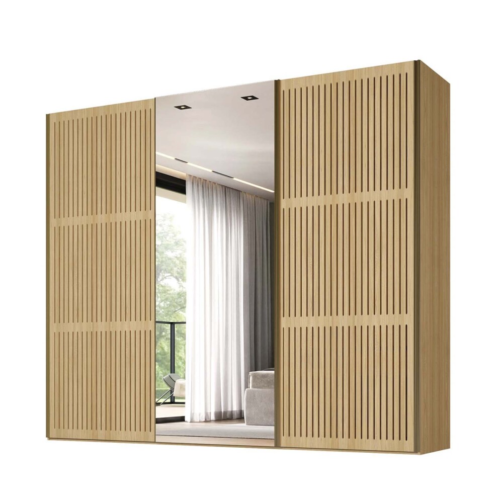 PLACARD NILO 3 PUERTAS MDF NATURAL-BEIGE C/ZAPATERA